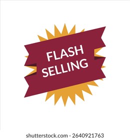 Flash selling banner with sunburst design on white background