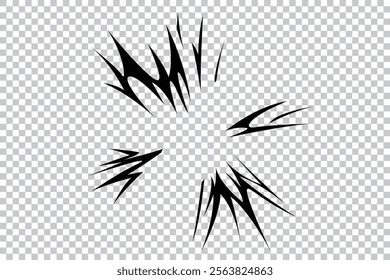 flash in the shape of movement after an explosion effect, mango style Vector moving flash graphic, transparent background, cartoon vector. Manga explosion