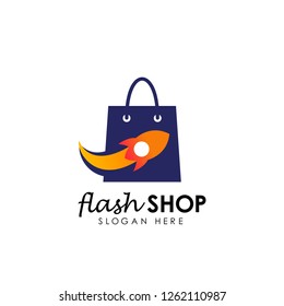 flash shop logo design template. flash sale vector illustration