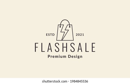 flash with shopping bag lines logo symbol icon vector graphic design illustration
