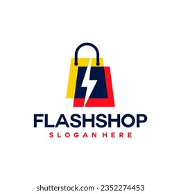 ilustración del concepto del logotipo de la compra flash. diseño de vectores de negocios con logotipo de flash de tienda.