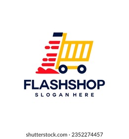 flash shopping logo concept illustration. shop flash logo business vector design.