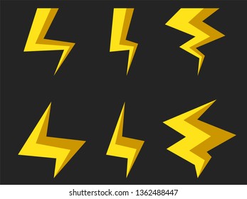 	
Flash sign. Thunder Icon set. Bolt Lighting. Sampe Cartoon Flat Style
