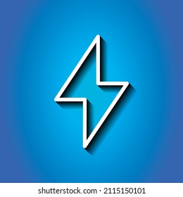 Flash simple icon vector. Flat desing. White icon with shadow on blue background.ai