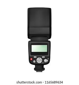 Flash for SLR cameras in vector on white background.External flash for the camera in vector. 