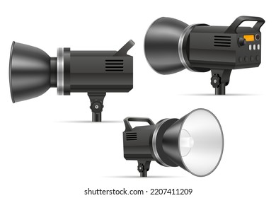 flash for softbox on tripod in photo studio vector illustration isolated on white background