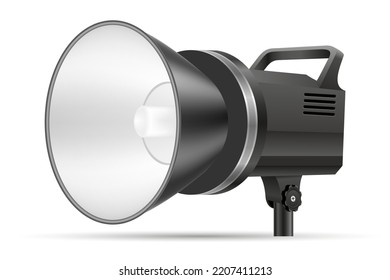 flash for softbox on tripod in photo studio vector illustration isolated on white background
