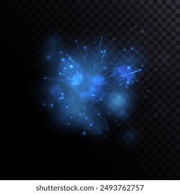 Flash of sparkler. Christmas fireworks light effect. Vector