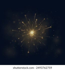 Flash of sparkler. Christmas fireworks light effect. Vector
