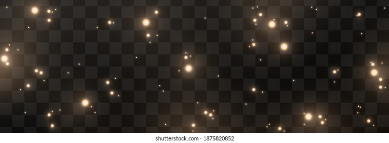 Un destello de chispas. Brillo dorado. Secuencias png. Luz de Navidad. Imagen vectorial.