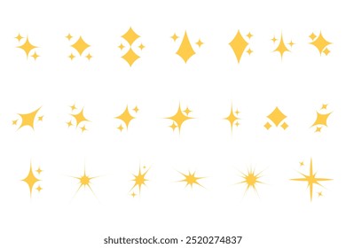 Ícone de estrela cintilante do Flash. Brilha estrela forma flash luz. Ícones brilhantes de estrelas com efeito de clarão.