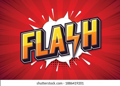 Flash, Speech poster. Text art design. Online marketing design. Vector illustration