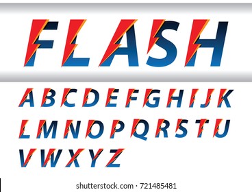 Flash speed alphabet. Design letters. Sport elements for sportswear, t-shirt, banner, card, labels or posters.