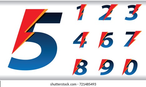 Flash speed numbers. Sport elements for sportswear, t-shirt, banner, card, labels or posters.