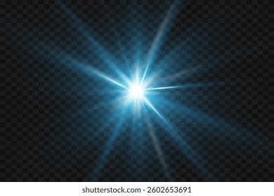 Flash of star and light rays of light.