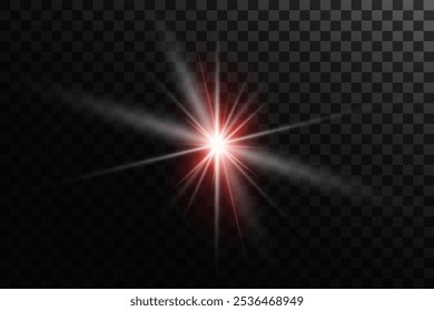 Flash of stars and rays. On a transparent background.