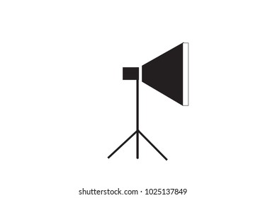 Flash studio with tripod  vector icons on white background