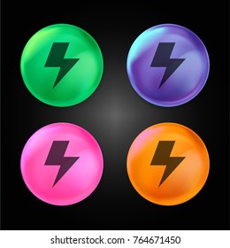 Flash Symbol crystal ball design icon in green - blue - pink and orange.
