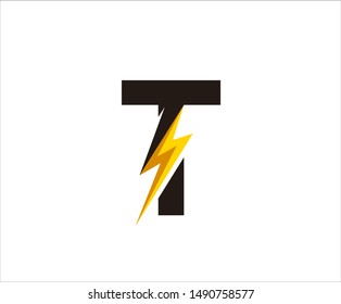 Flash T Letter Logo, Electrical Bolt Logo Vector