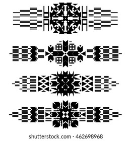 Flash tattoo. Black decoration. Hand drawn tribal. Vector illustration. geometry, patterns, circles, triangles, lines, boho style. Ethnical