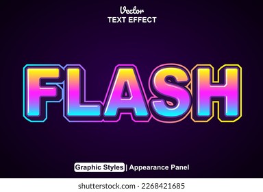 flash text effect with graphic style and editable.