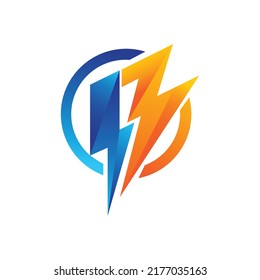 Icono de perno de flash y de trueno, símbolo de alta tensión y electricidad