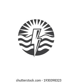 flash thunder bolt with wave  illustration vector template
