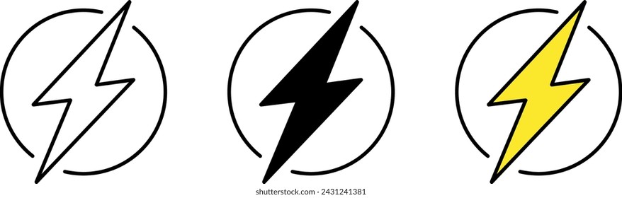 Flash, Thunder icon, Sign in Lined and colored style. Vector Illustration