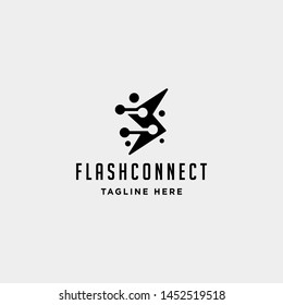 flash thunder internet logo design vector power connection symbol sign icon