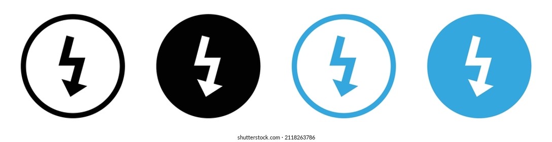 flash thunder power icon, Lightning bolt icon with thunder bolt - Electric power icon symbol in thin line, outline and stroke style for apps and website	
