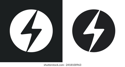 Flash thunder power icon. Flash lightning bolt icon Electric power icon symbol. Lightning, electric power vector design style. Symbol energy