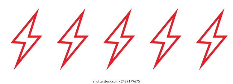 flash thunder power icon, Lightning bolt icon with thunder bolt - Electric power icon symbol in thin line, outline and stroke style for apps and website