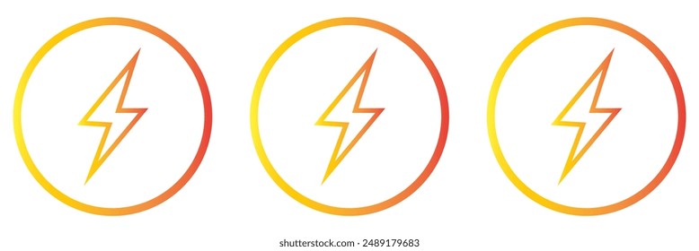 flash thunder power icon, Lightning bolt icon with thunder bolt - Electric power icon symbol in thin line, outline and stroke style for apps and website