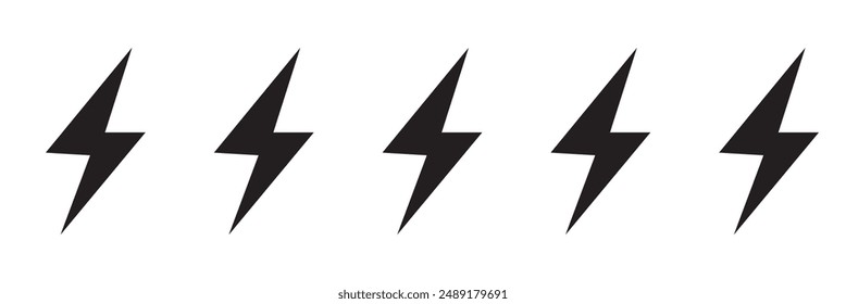 flash thunder power icon, Lightning bolt icon with thunder bolt - Electric power icon symbol in thin line, outline and stroke style for apps and website