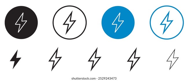 icono de energía de trueno de flash, icono de rayo de flash con perno de trueno - símbolo de icono de energía eléctrica - icono de energía