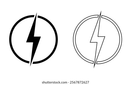 flash thunder power icon, flash lightning bolt icon with thunder bolt - Electric power icon symbol. Vector