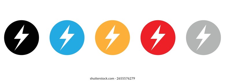 flash thunder power icon, Lightning bolt icon with thunder bolt - Electric power icon symbol in thin line, outline and stroke style for apps and website . EPS 10 . 