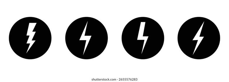 flash thunder power icon, Lightning bolt icon with thunder bolt - Electric power icon symbol in thin line, outline and stroke style for apps and website . EPS 10 . 