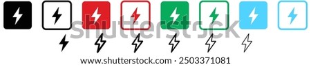 Flash thunder power icon, flash lightning bolt icon with thunder bolt - Electric power icon symbol - Power energy icon sign in filled, thin, line, outline and stroke style.