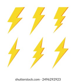 conjunto de iconos de energía de trueno de flash, icono de relámpago de flash con perno de trueno - símbolo de icono de energía eléctrica