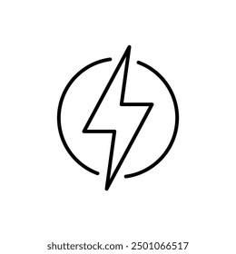 Flash thunder power icon. Simple outline style. Lightning in a circle, bolt, power, thunderbolt, electric, energy, technology concept. Thin line symbol. Vector illustration isolated.