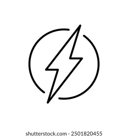 Flash thunder power icon. Simple outline style. Lightning in a circle, bolt, power, thunderbolt, electric, energy, technology concept. Thin line symbol. Vector illustration isolated.