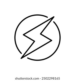 Flash thunder power icon. Simple outline style. Lightning in a circle, bolt, power, thunderbolt, electric, energy, technology concept. Thin line symbol. Vector illustration isolated.