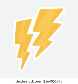 Flash thunder power icon vector illustration Sticker. Vector sticker of a thunderbolt power icon. Perfect for energy and technology-themed decorations