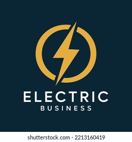 Flash Thunderbolzen Energy Logo Design Vektorgrafik-Vorlage linearen Stil. Akkubetrieb mit hoher Geschwindigkeit - Logo