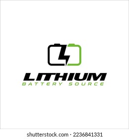 Icono de concepto de Logotipo de batería de litio con logotipo de energía con flash Thunderbolt.