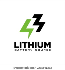 Flash Thunderbolt Energy Power Logo Electricity Lithium Battery Logotype concept icon.