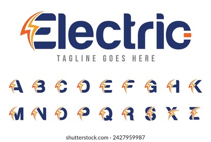 logotipo de energía de flash thunderbolt con vector de enchufe eléctrico