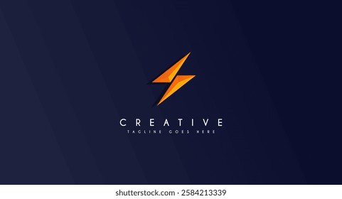 Flash Thunderbolt Energy Power Logo vector linear battery icon