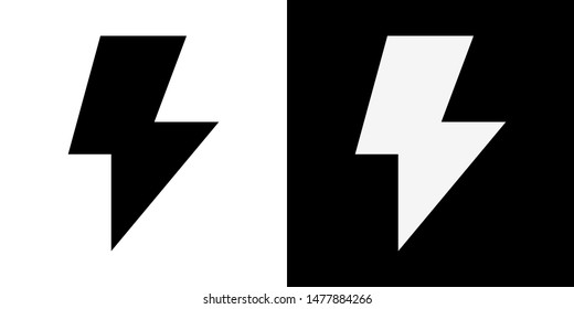 Flash Thunderbolt. Glyph Icon in White and Black Version.